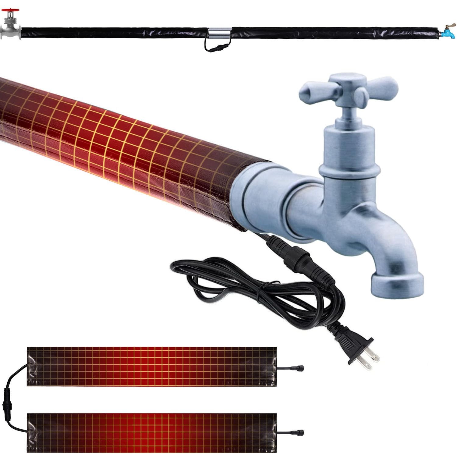 H&G lifestyles Insulated Water Pipe Heating Wrap, 3ft Anti-Freeze ...