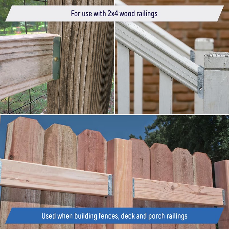 Galvanized 2x4 Fence Bracket Connector for Wood Post, Deck Railing