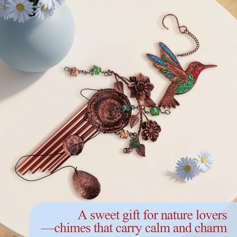 Hoemwarm Hummingbird Wind Chimes for Outside Home Patio Decor