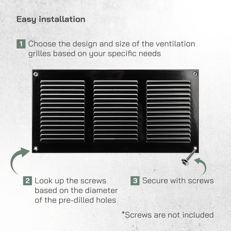 Vent Systems 12'' x 6'' Inch (Overall Dimensions) - Black