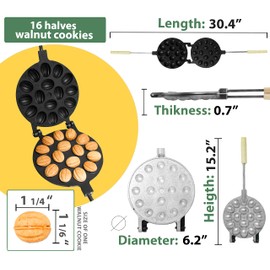 Walnut Cookie Mold Maker 16 non-stick - Oreshki Mold Maker - Walnut Cookie Molds - Орешница Russian - Oreshki Maker - Walnut Cookie Maker Oreshek - Nutty Maker - Oreshnitsa Nut Cookies Maker