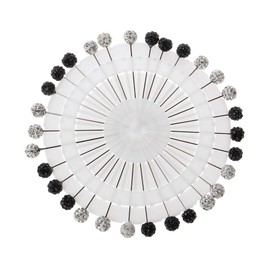 lijun Muslim Hijab Safety Scarf Pins Rhinestone Ball Brooch Straight Head Pin Pack of 30