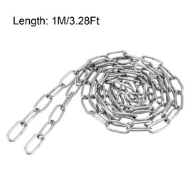 sourcing map Stainless Steel 304 Hardened Proof Coil Chain 1m Length 1.5mm Thickness Zinc Plated