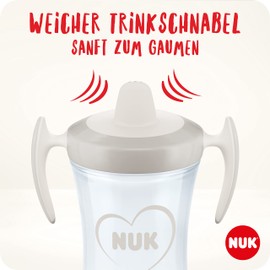 NUK Trainer Cup Learning Cup Leak-proof Cup with Soft Spout and Ergonomic Handles 6+ Months 230 ml BPA-Free Pink Penguin