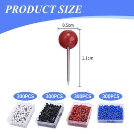 1, 200 Pieces Of Colorful Plastic Pins, Paper Tacks, Map Marker Push Pins, Bulletin Board Accessories