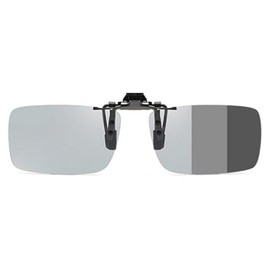 WF WFPOWER Photochromic Clip-On Sunglasses - Polarised Flip-Up for Fishing & Driving, UV400 Protection, Light Adaptive Lenses (Square, Photochromic Grey, 60 x 40mm)