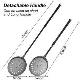 VIKCOLEE Turning Pizza Peel, 9 Inch with 38 Inch Handle Round Pizza Turning Peel, Professional Anodized Aluminum Turning Pizza Spatula, 47 Inch overall