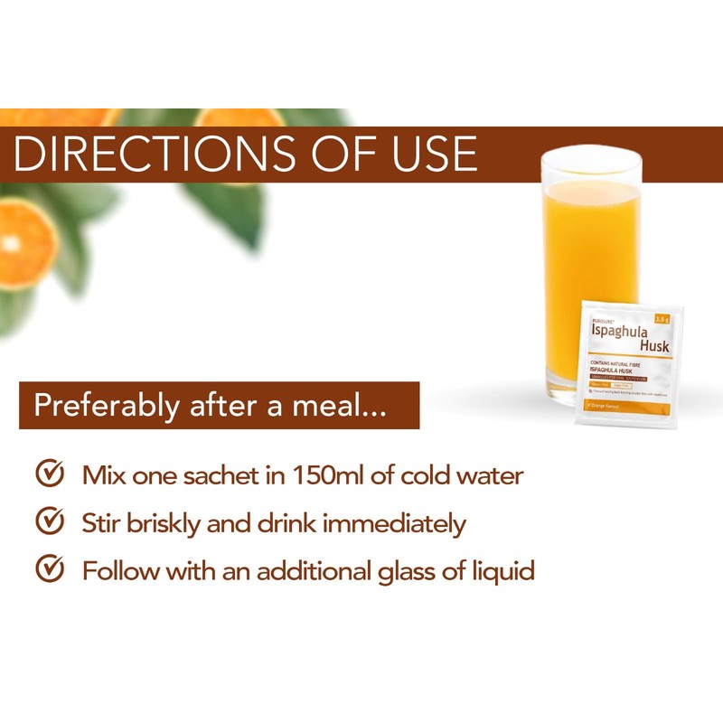 Ispaghula Husk Orange Drink Sachets | Contains Natural Fibre |