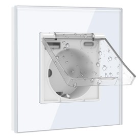 BSEED Schuko Socket with USB and Type C Port with Waterproof Cover, Flush-Mounted Socket with USB C, Socket Cover 16 Amp, Ideal for Wet Rooms, Outdoor and Indoor Use, 1 Compartment, White