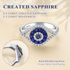 DAYBYDAY 925 Sterling Silver Evil Eye Ring Moissanite Sapphire Spiritual