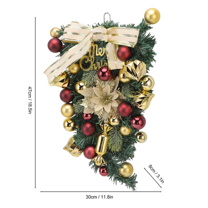 Christmas Inverted Tree Wreath Door Hanging Electroplated Ball Rattan Garland