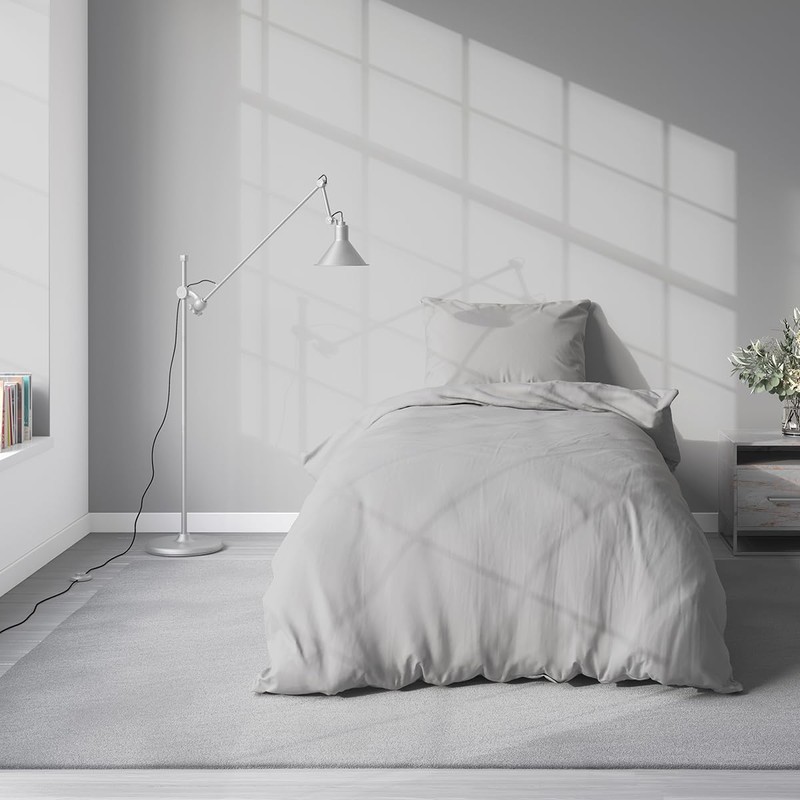 Visaggio Bed Linen 135 x 200 cm Grey Microfibre Plain
