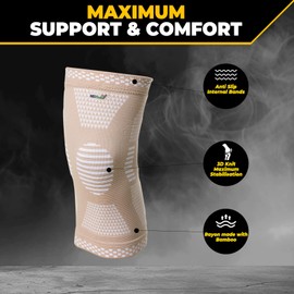 NeoTech Care Knee Support Brace - Breathable - Men, Women, Right or Left (Beige Color, Size L, 1 Pair)