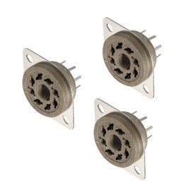 sourcing map 8 pins PCB Tube Socket Ceramics, Vacuum Tube Protect Tube Pin Socket, Brown Plated Suitable for 12AX7, 12AU7 Tube Pack of 3，GZS8-F1