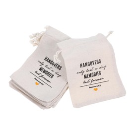 BUGUUYO 10pcs Drawstring Pouch for Bachelorette Party Bridal Shower Decorations Elegant Hangover Bags for Weddings White Practical Party Favors