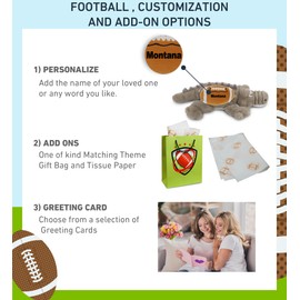 DolliBu Grey Alligator Stuffed Animal with Football Plush - Soft Huggable Alligator Plush Toy, Cute Wild Life Gift, Plush Doll Animal Toy for Kids and Adults with Name Personalization - 14 Inches