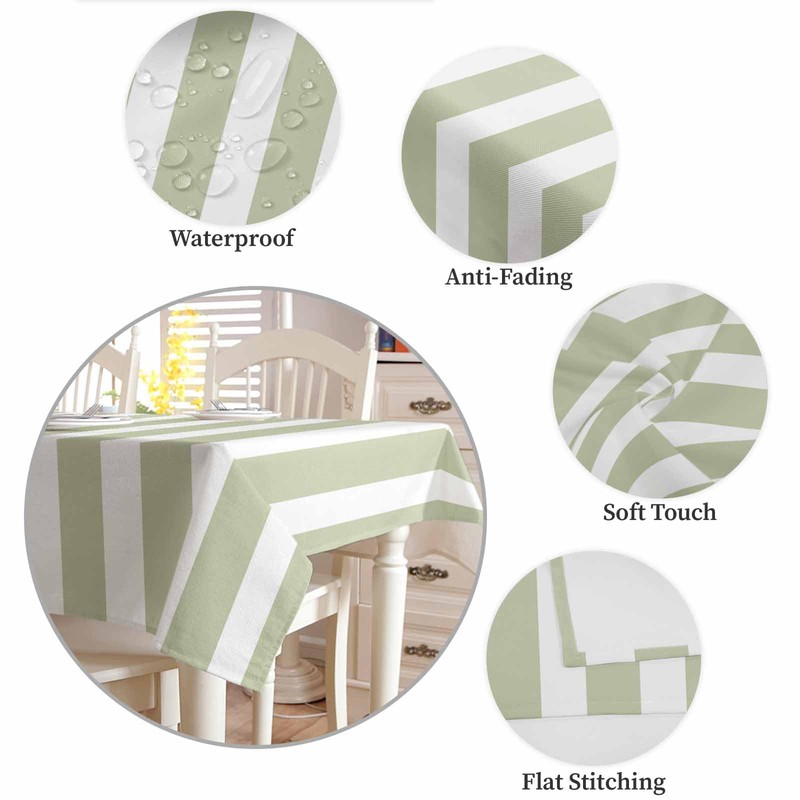 Boanket Waterproof Tablecloth - Sage Green Striped Oil Proof Spill