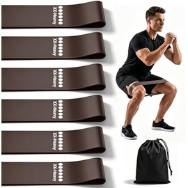Paquete de 6 bandas de resistencia XX, bandas de entrenamiento de goma natural de alta calidad para ejercicio, bandas de fitness gruesas y resistentes