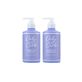 Only Curls Purple Curl Cleansing Bundle – Brighten Blonde & Silver Curls with 300ml Purple Cleanser & Conditioner – Neutralises Brassiness, Strengthens & Moisturises