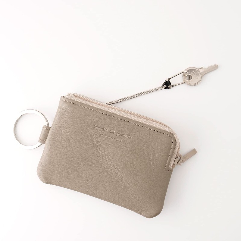 NSL-2708 Slip-on Noir Key Pouch, Yellow, Genuine Leather, Card Case,