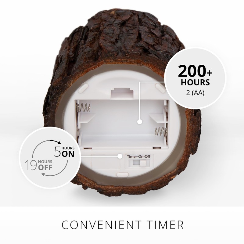 Luminara Real Bark Flameless LED Candle, Ivory 3.5" x 4.5",