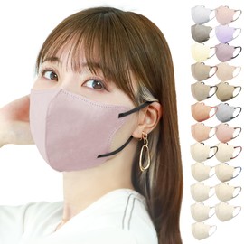[ジュエルフラップマスク] マスク 立体 大きめ バイカラー おしゃれ 20枚×1箱 【カケンテスト済み】 花粉対策 小顔効果 3D 不織布 使い捨て 息がしやすい 蒸れない 耳が痛くならない (ライラックアッシュ×紐ブラック)