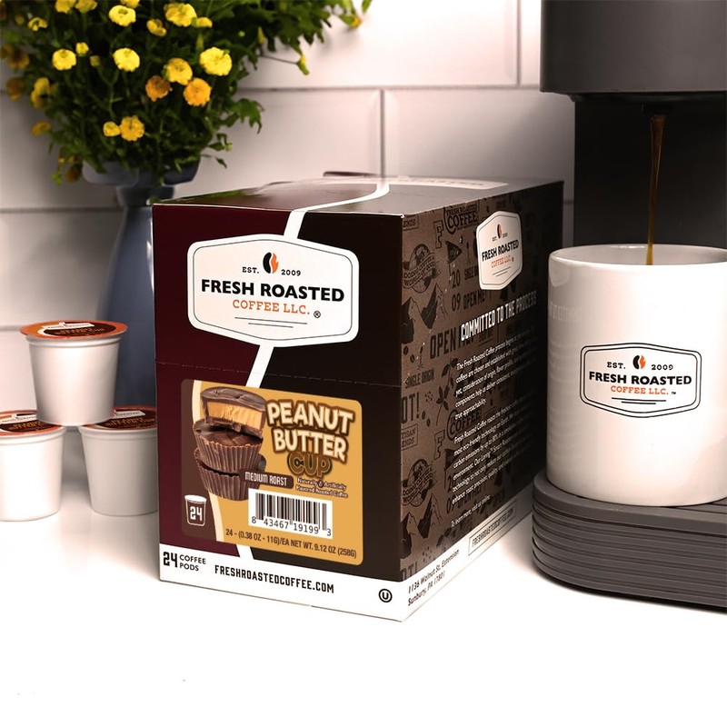 Fresh Roasted Coffee, Peanut Butter Cup, Flavored Coffee Pods, K-Cup