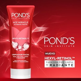 PONDS Limpiador Facial Age Miracle Ultimate Youth con Hexyl-Retinol para una piel ms joven, limpia y radiante 100 g                                   