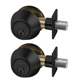 [2 Pack] BESTTEN Single Cylinder Deadbolt, Keyed Alike Dead Bolt Door Lock, Thumb Turn Inside, 6 Keys Included, Matte Black Finish