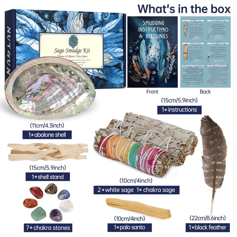 Nutgun Sage Smudge Kit - 2 White Sage Sticks, 1