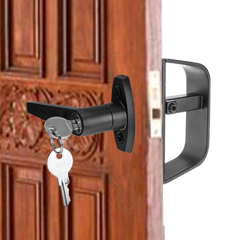 Shed Door Latch L-Handle Lock Kit with 2 Keys, 4-1/2"