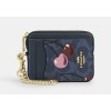 Coach CZ468 Zip Card Case Signature Cherry Mini Wallet Denim