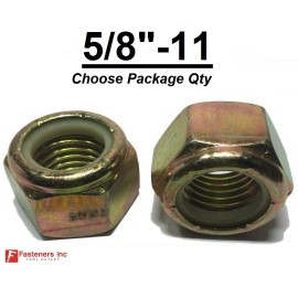 Fasteners Inc. 5/8-11 Grade 8 Nylon Insert Lock Nuts Nylock Yellow Zinc Plated High Strength - 500 (Bulk Box)
