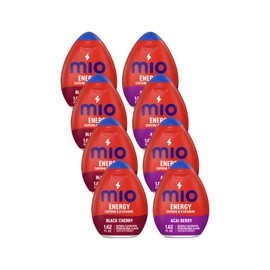 Mio Energy Liquid Water Enhancer Variety Pack – Includes 4 Acai Berry Storm & 4 Black Cherry, Caffeinated – 8 Pack