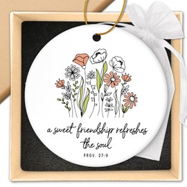 HEXMOZ Friend Christmas Ornament - Christian Friendship Gifts for Women Friends, Best Friends Religious, Inspirational Bible Verse Proverbs 27:9 - A Sweet Friendship Refreshes The Soul Scripture