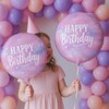 18 Inch Happy Birthday Foil Balloons, 4Pcs Pastel Pink Purple