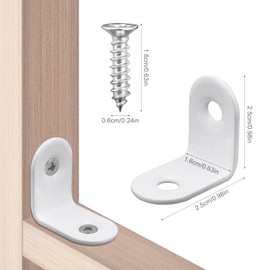 20pcs L Bracket Corner Brace, White 90 Degree Brace Small Right Angle Brackets with Screws Joint for Wood Right Angle Bracket Decorative Support Braces for Furniture Cabinet Shelves