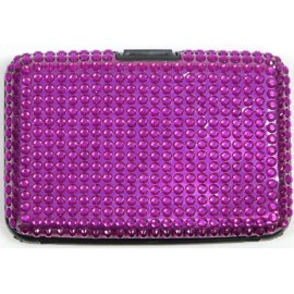 EP RFID Blocking Stop Identity Theft Bling Bead Aluminum Credit Card Case Wallet   - Purple