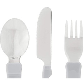 Twistshake Cubiertos entrenadores de acero inoxidable 12+m Gris Pastel