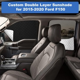 XCBYT 2015-2020 f150 Window Shades - Switch Between Total Blackout & Bug-Free Ventilation Car Window Covers | Reflective Silver 99% UV Heat Shield Breathable Mesh Side Window Sun Shade (4 PCS)