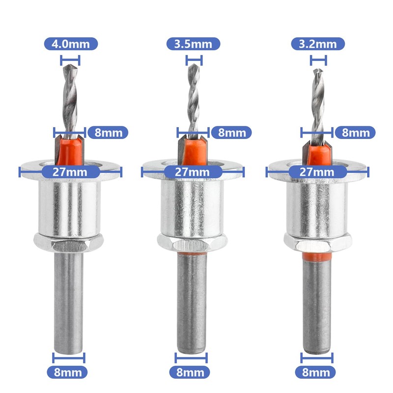 Mesee 5 Pieces Countersink Drill Bits with Depth Stop, 8mm