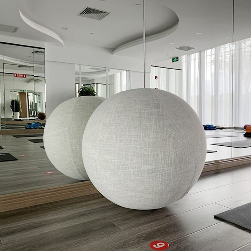 55cm/65cm/75cm Cotton+Linen Protective Yoga Ball Cover Exercise Ball Protection Skin