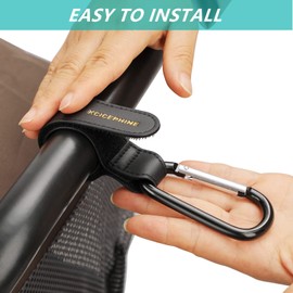 Kcicephine 2PCS Universal Baby Stroller Hooks Clips for Hanging Bags and Shopping, Stroller Caddy Clips,Convenient Stroller Wheelchair Accessories, Baby Travel Essentials, New Mom Essentials（Black）