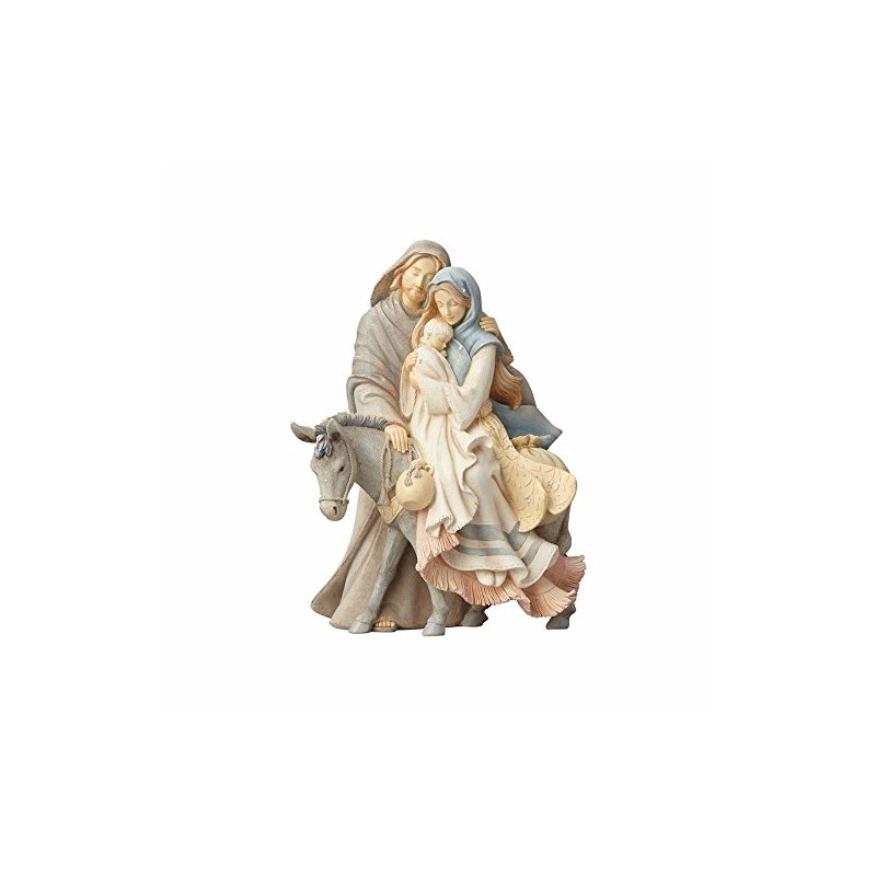 Foundations (4058697) Holy Family with Donkey Stone Resin Figurine, 9.45”