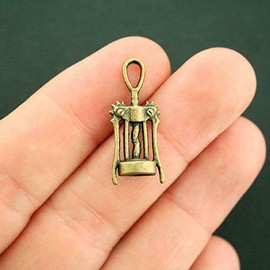 6 Wine Opener Charms Antique Bronze Tone 3D Corkscrew Charms Pendants DIY for Necklace Bracelet Jewelry Making Scrapbooking and Crafting