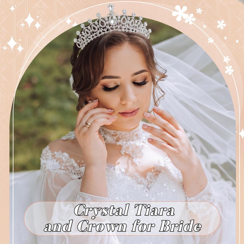 20 Pcs Crystal Queen Tiara Crown for Women with Combs,