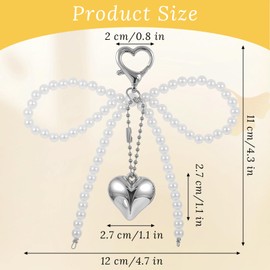 LLOUSSAK Pearl Bow Loving Keyring, Kawaii Women Key Charm, Elegant Purse Keyring for Bags, Keys, Accessories, d'Alene to