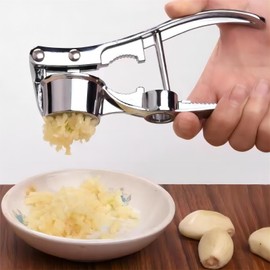 KINTEGOOD 5 in 1 Garlic Press Stainless Steel, Multi-Use Garlic Press Garlic Mincer Garlic Crusher Garlic Chopper Garlic Press Rocker Kitchen Gadgets