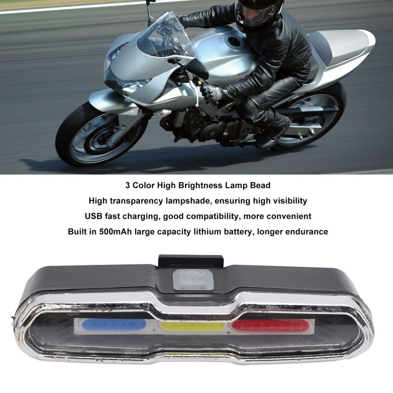 Bike Tail Light 3 Colors Waterproof USB Rechargeable Bike Rear