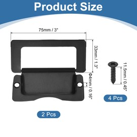 PATIKIL Recessed Pull Door Handle, 2 Pack Invisible Flush Pull Handle with Screw for Cabinet Door Toolbox Container Home Furniture Automatically Pull Handle, Black